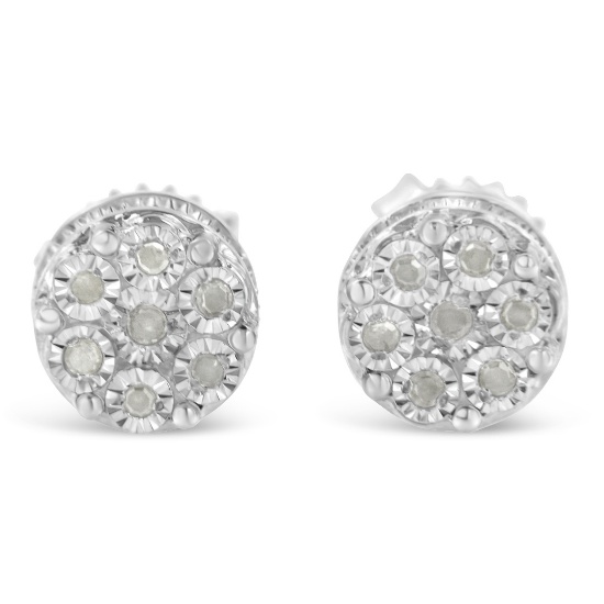 Elegant Round .15ct Diamond Cluster Stud Earrings