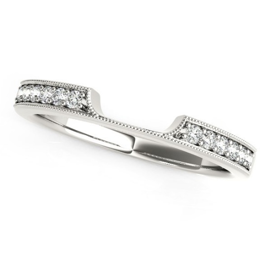 14k Wgold Round .12ct Diamond Wedding Band
