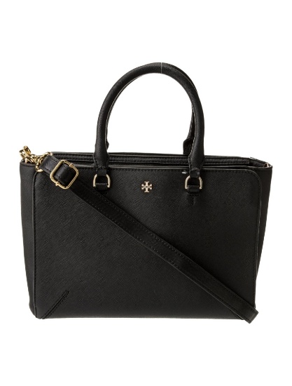 Tory Burch Blk Saffiano Zip Cls Top Hdl Bag