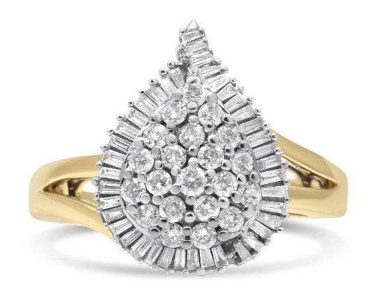 14k Two-tone Gold 1.00ct Diamond Ballerina Ring