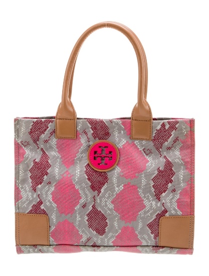 Tory Burch Floral Print Neutrals Canvas Tote