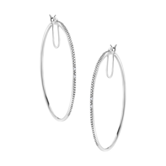Round .02ct Diamond Accent Hoop Earrings