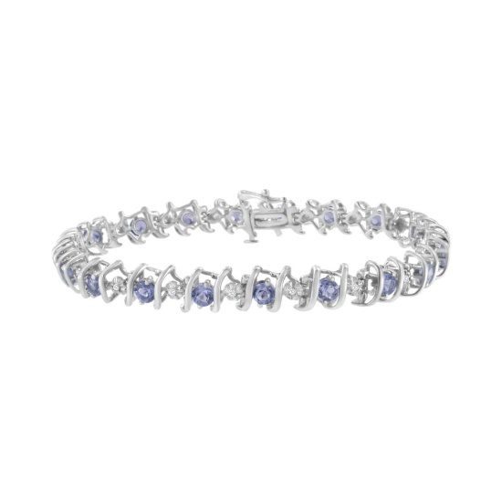 Elegant 4.62ct Tanzanite & Diamond Tennis Bracelet