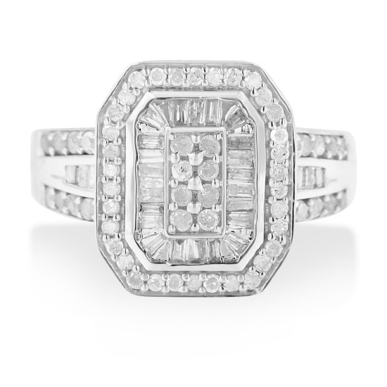 Elegant .99ct Diamond Elongated Octagon Ring