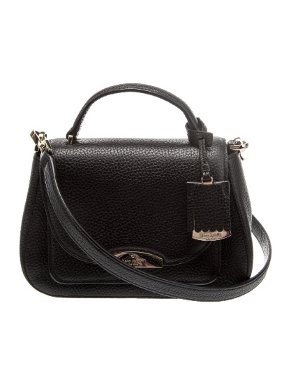 Kate Spade Black Leather Push-lock Cls Top Hdl Bag