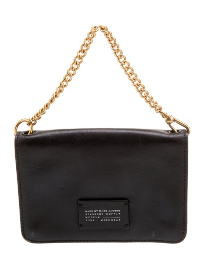 Marc Jacobs Black Leather Snap Cls Evening Bag