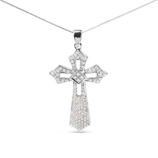 Exquisite Round 1.00ct Diamond Cross Necklace