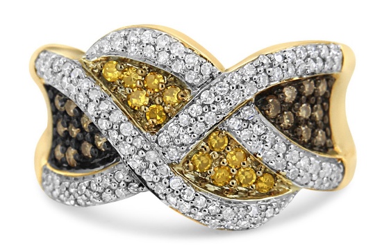 14k Gold .75ct Champagne & Yellow Diamond Ring
