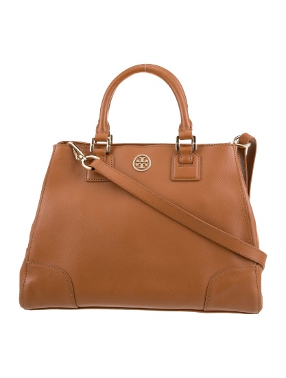 Tory Burch Brown Leather Snap Cls Top Hdl Bag