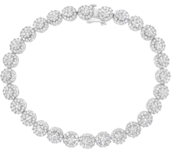 14k Wgold 3.88ct Diamond Cluster Link Bracelet