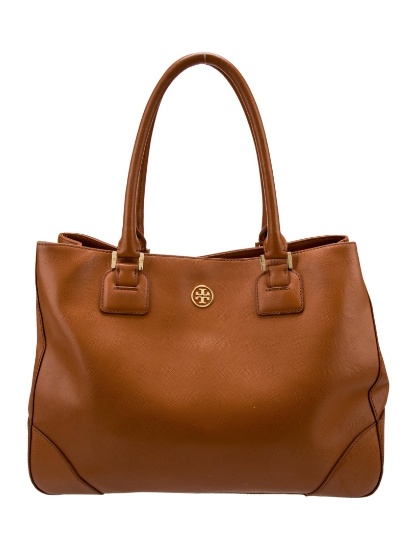 Tory Burch Brown Leather Gold-tone Hdw Top Hdl Bag