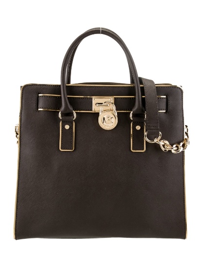 Michael Kors Prt Brown Leather Chain-link Tote