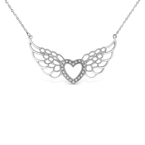 Elegant .07ct Diamond Accent Fairy Wing Necklace