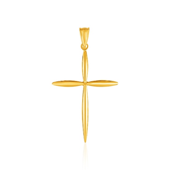 14k Gold Rounded & Pointed Cross Pendant