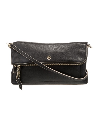 Tory Burch Blk Leather Logo Jacquard Crossbody Bag