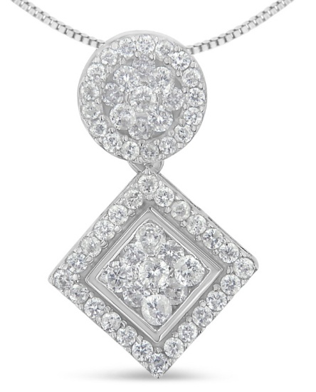 14k Wgold 1.00ct Diamond Geometric Necklace