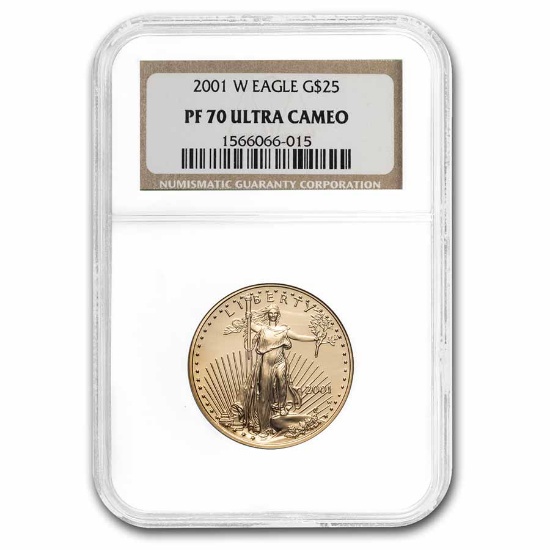 2001-w 1/2oz Proof American Gold Eagle Pf70 Ucam