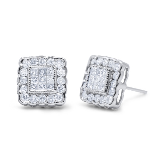 14k Gold 1.01ct Diamond Scallop-edge Earrings