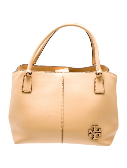 Tory Burch Neutrals Leather Snap Cls Top Hdl Bag