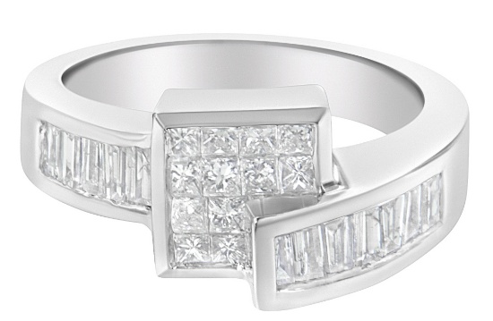 14k Wgold 1.33ct Diamond Geometric Bypass Ring