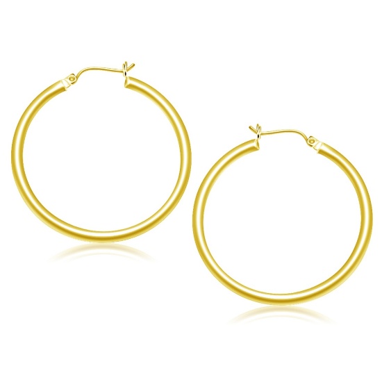 14k Gold Polished Hoop Earrings 40mm