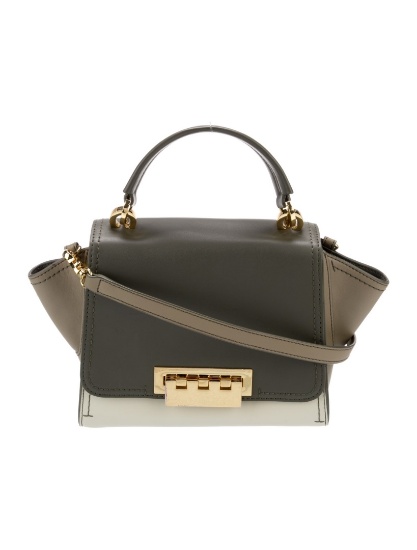 Zac Posen Green Leather Turn-lock Cls Top Hdl Bag