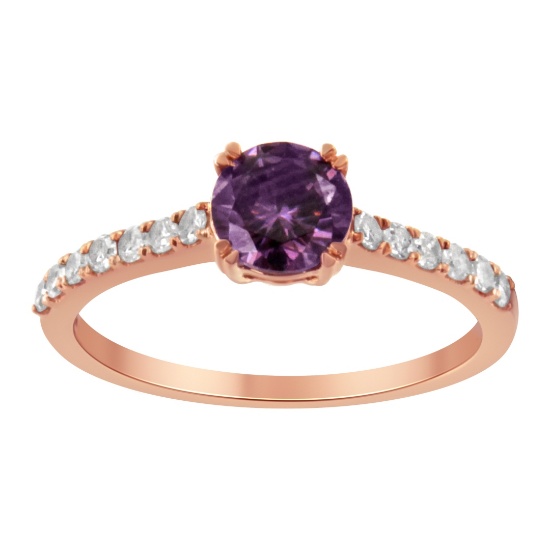 10k Gold 1.56ct Diamond & Amethyst Ring