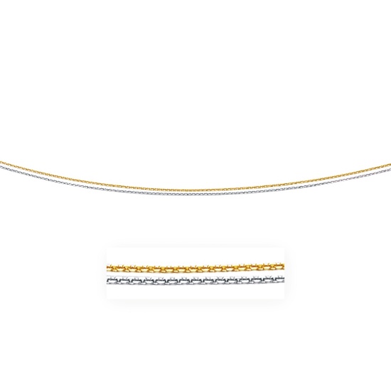 14k Two-tone Double Strand Cable Pendant Chain