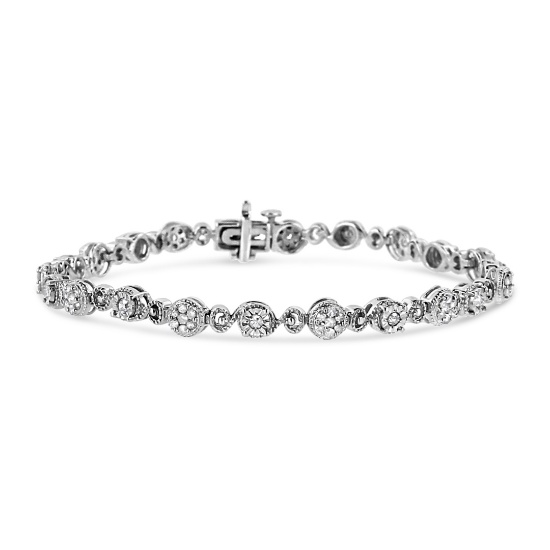 Elegant 1.00ct Diamond Beaded Link Bracelet