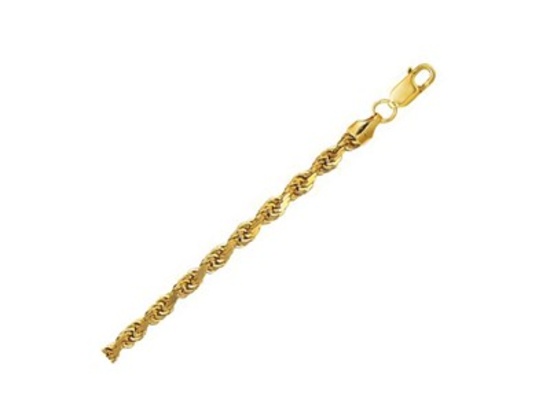 10k Gold Hollow Diamond Cut Rope Necklace 20"