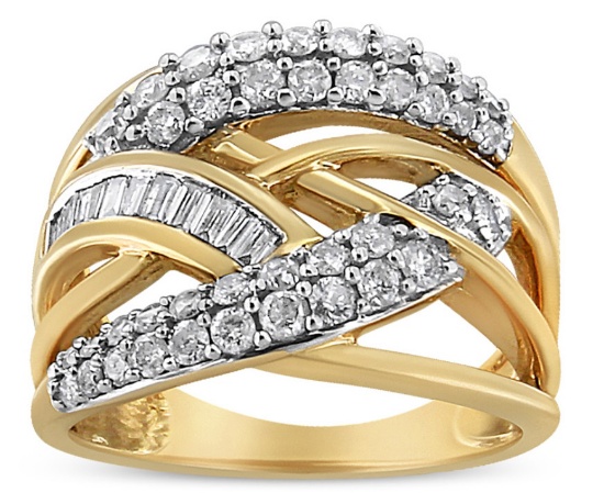 10k Two-tone Gold .99ct Diamond Cocktail Ring