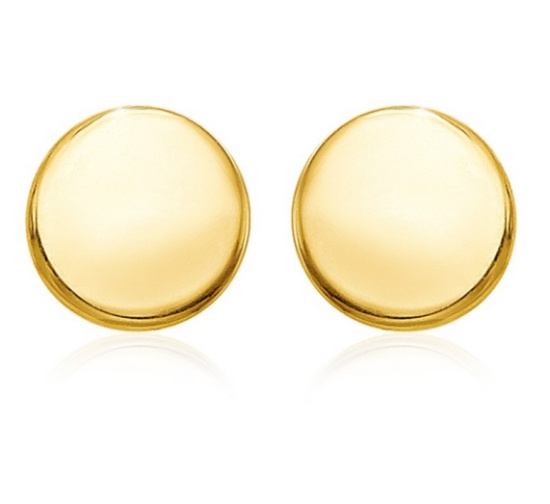 14k Gold Polished Round Post Earrings
