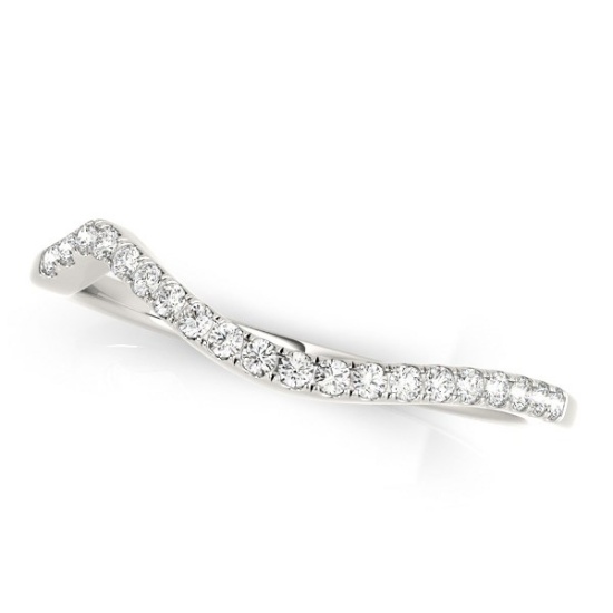 14k Wgold Round .12ct Diamond Modern Curved Band