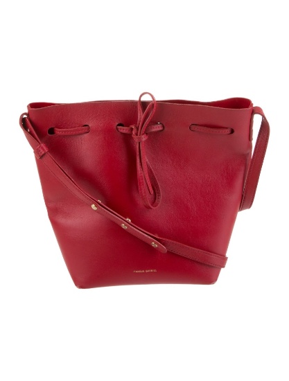 Mansur Gavriel Red Leather Drawstring Bucket Bag