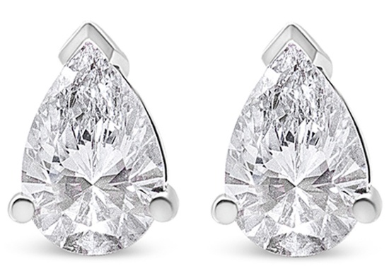 14k Wgold Pear 1.02ct Diamond Stud Earrings
