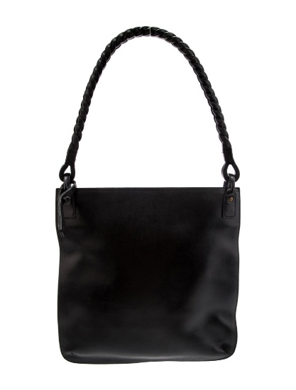Ralph Lauren Blk Leather Brass Hdw Shoulder Bag