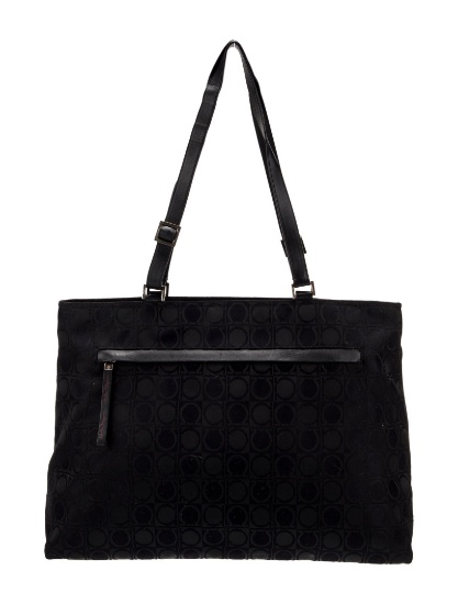 Salvatore Ferragamo Blk Satin Zip Cls Evening Bag