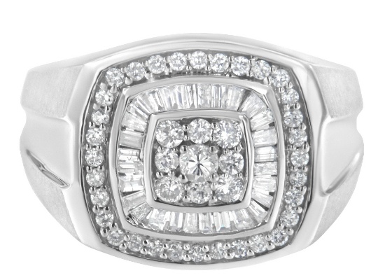 14k Wgold Multi-cut 1.00ct Diamond Cluster Ring