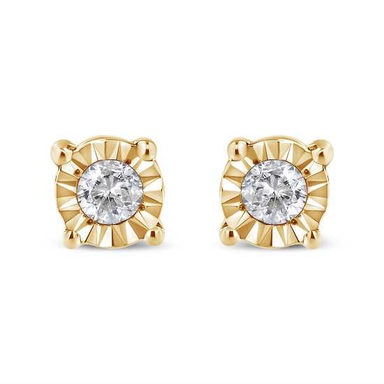 10k Gold-pl. .10ct Diamond Stud Earrings