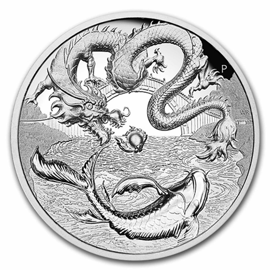 2023 Australia 2 Oz Silver Dragon & Koi Proof Hr