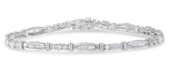 10k Wgold 3.00ct Diamond Geometric Tennis Bracelet