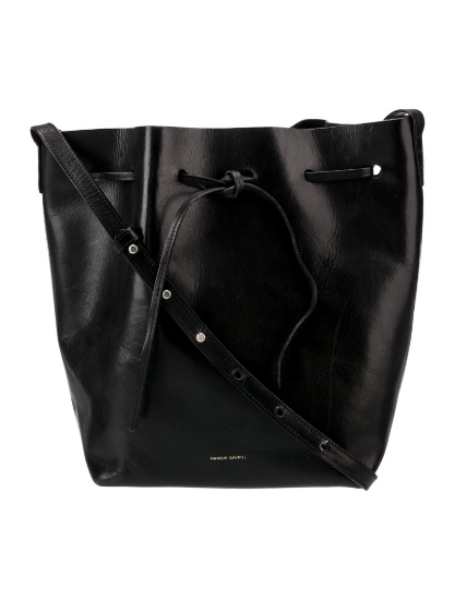 Mansur Gavriel Blk Leather Drawstring Bucket Bag