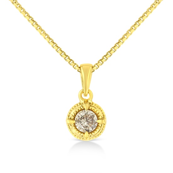 14k Gold-pl .75ct Diamond Milgrain Necklace