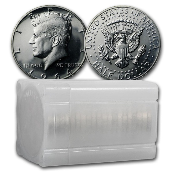 90% Silver 1964 Kennedy Half Dollar 20-coin Roll
