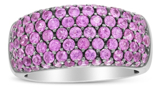 18k White Gold Round 2.04ct Pink Sapphire Band
