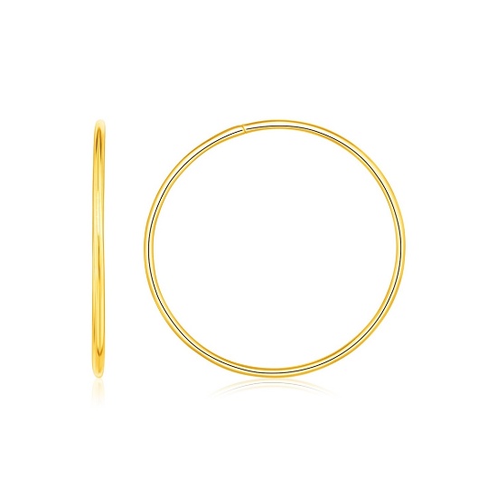 14k Gold Endless Hoop Style Earrings