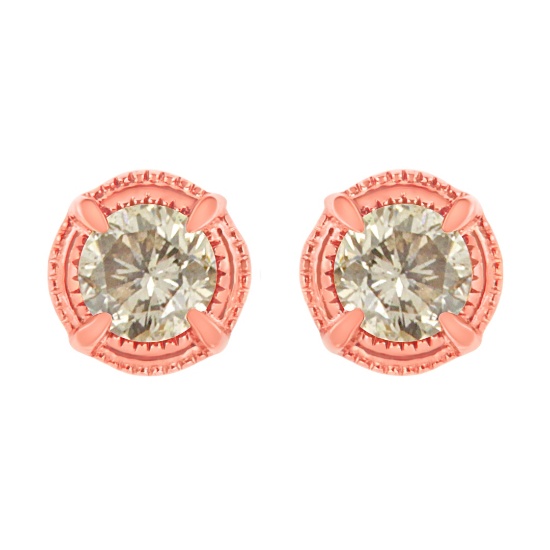 14k Gold-pl Round 1.00ct Diamond Stud Earrings