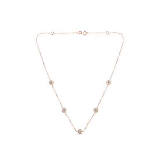 10k Gold-pl .50ct Diamond Station Necklace