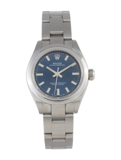 Rolex Oyster Perpetual Ss Blue Dial Women's 26mm
