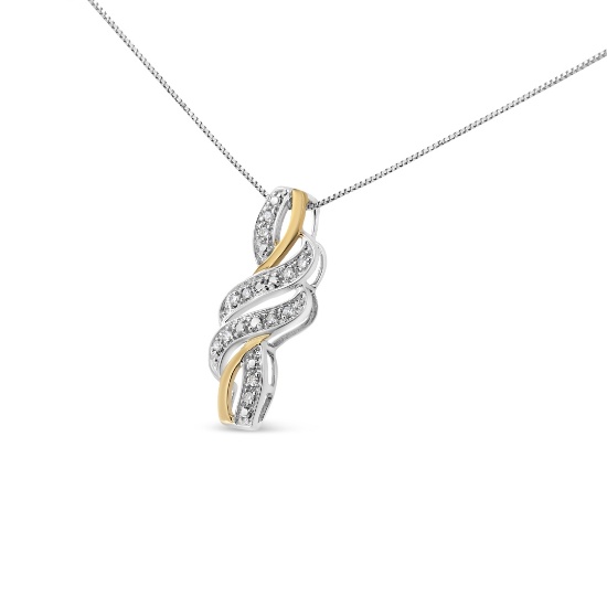 10k Gold-pl. Round .06ct Diamond Swirl Necklace